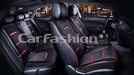 Каркасні чохли-накидки на сидіння CarFashion, модель BUSINESS PLUS, чорний/червоний