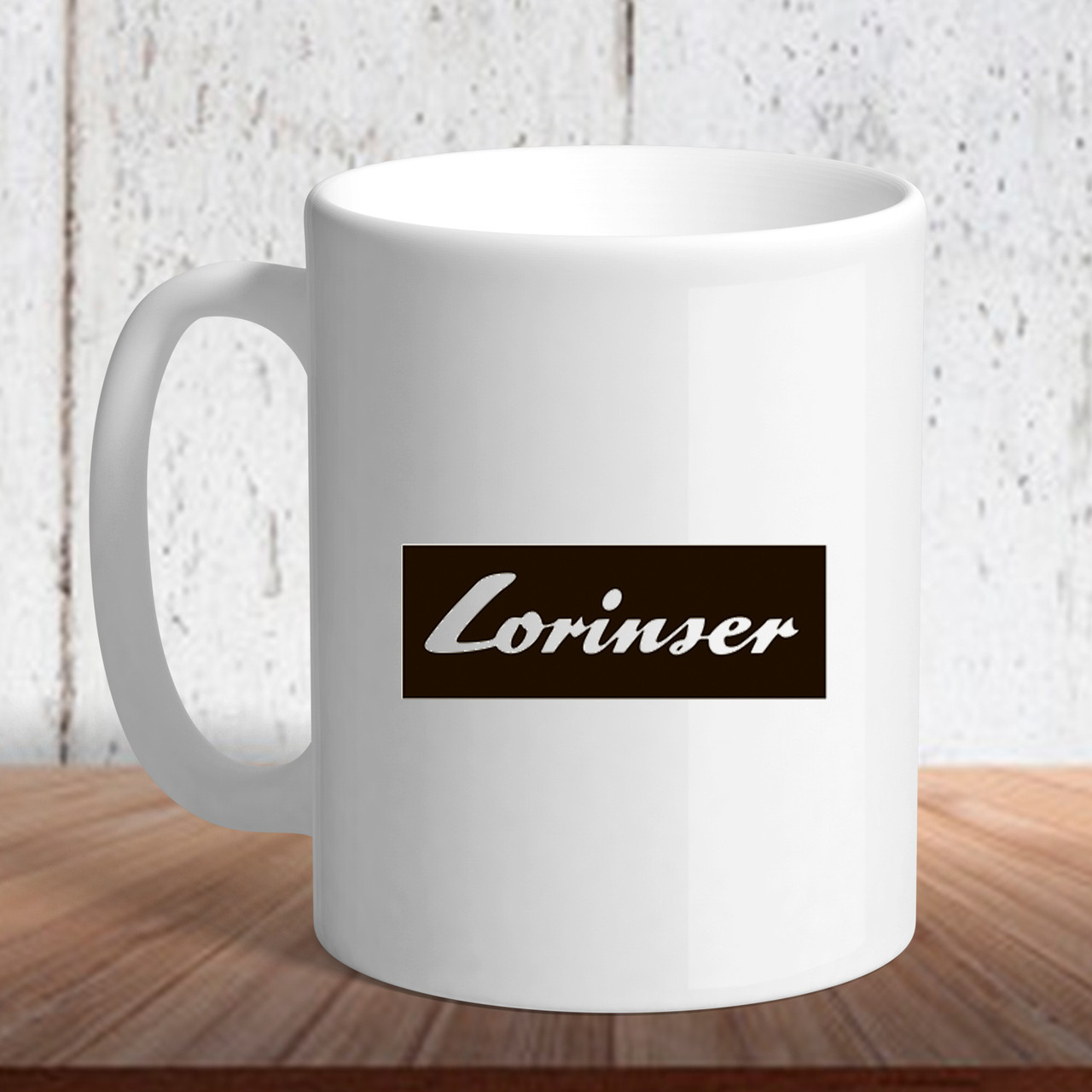 Білий кухоль (чашка) з логотипом автомобіля "Lorinser"