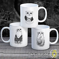 Сімейні білі чашки з принтом "Хом'яки"