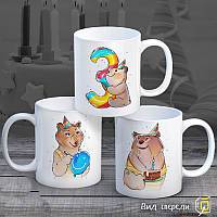 Сімейні білі чашки з принтом "Іменини. 3 роки"