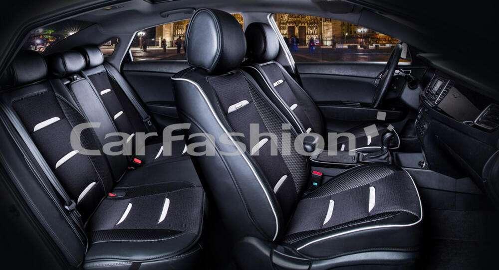 Каркасні чохли-накидки на сидіння CarFashion, модель BUSINESS PLUS, чорний/сірий, фото 1