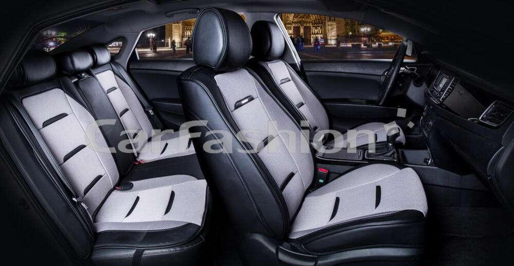 Каркасні чохли-накидки на сидіння CarFashion, модель BUSINESS PLUS, сірий/чорний, фото 1