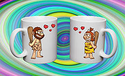 Парні білі чашки з принтом "Первобутні"