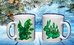 Парні білі чашки з принтом "Зелені тварини ЕКО"