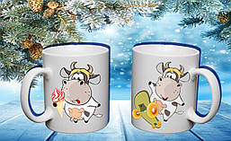 Парні білі чашки з принтом "Коровушки 2"