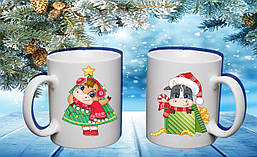 Парні білі чашки з принтом "Корівки 2"