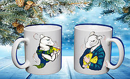 Парні білі чашки з принтом "Миші"