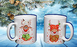 Парні білі чашки з принтом "Олені 2"