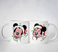 Парные белые чашки (кружки) с принтом "Микки и Минни Маусы"
