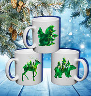 Семейные белые чашки (кружки) с принтом "Зеленые звери: ЭКО"