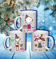 Сімейні білі чашки з принтом "Іменини"