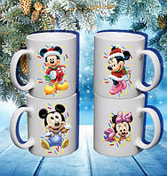 Сімейні білі чашки з принтом "Мауси. Новий Рік"
