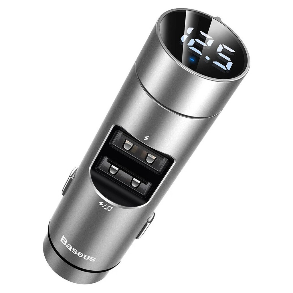 Автомобільний зарядний пристрій з FM модулятором Baseus Energy Column MP3 Charge Silver (CCNLZ-C0S)
