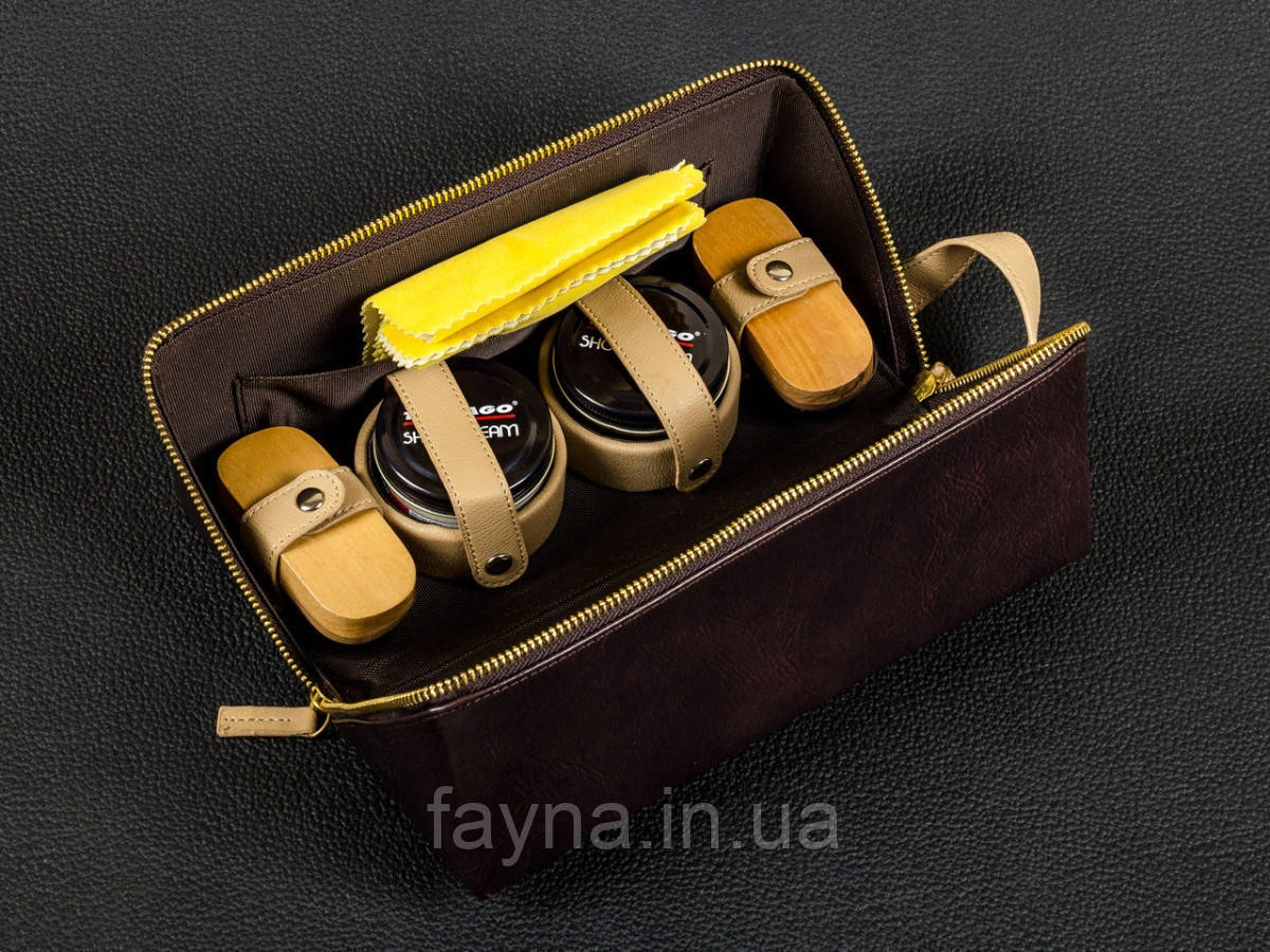 Дорожній набір по догляду за взуттям Tarrago Deluxe Brown Shoe Care Travel Kit, фото 1