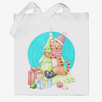 Еко-сумка, шоппер з принтом повсякденне З Новим роком