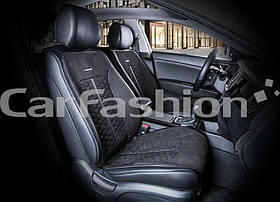 Каркасні чохли-накидки на передні сидіння CarFashion, модель STALKER FRONT, чорний/т.сірий