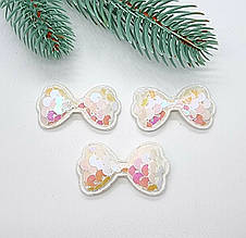 Патч бантик. Паєтки. 4*2,5 см. 1 шт. Колір рожевий перелив.