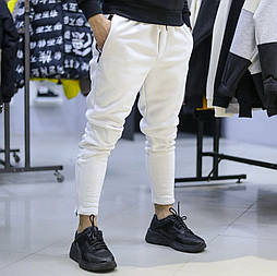 Чоловічі зимові спортивні штани фліс з тричітка білі Туреччина. Живе фото (спортивний теплі штани)