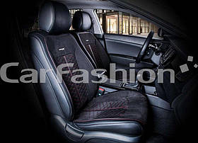 Каркасні чохли-накидки на передні сидіння CarFashion, модель STALKER FRONT, чорний/червоний