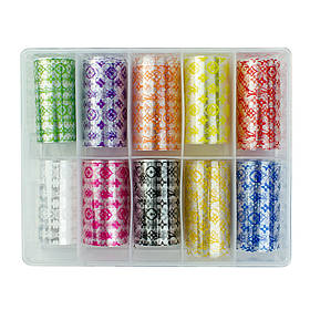 Набір для манікюру кольорова листова фольга 10шт, фольга для дизайну, фольга для лиття, фольга косметична