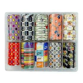 Набір для манікюру кольорова листова фольга 10шт, фольга для дизайну, фольга для лиття, фольга косметична