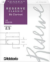 Трость для кларнета D'ADDARIO Reserve Classic Bb Clarinet #2.5 - 10 Box