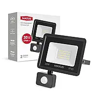 Светодиодный прожектор с датчиком движения MAXUS FL-04 30W 5000K sensor 1-MFL-04-3050s