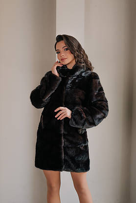 Шуба Норкова Шоколадного Кольору 90 см Поперечка 0268ЕИШ, фото 3