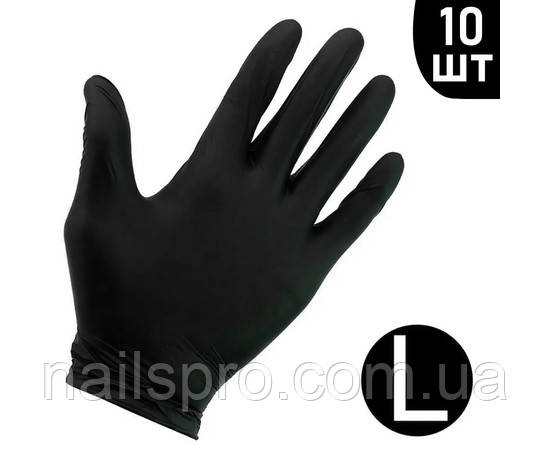 Перчатки нитриловые неопудренные черные 10 шт, L