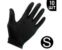 Перчатки нитриловые неопудренные черные 10 шт, S