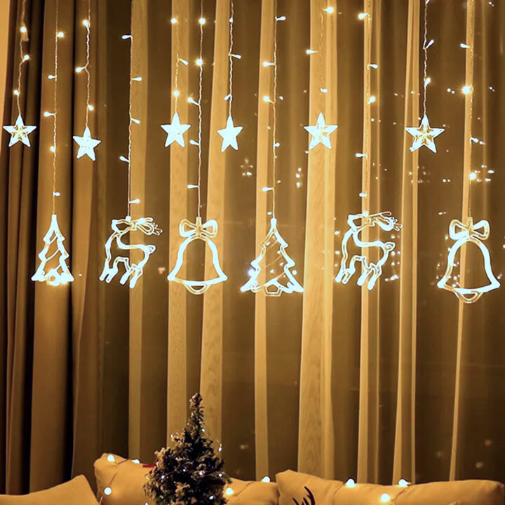 Гірлянда штора з формами дзвіночки 12 PCS light Білий