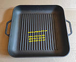 Сковорода-гриль чавунна квадратна 280х280х40 печі, барбекю, мангал, фото 2