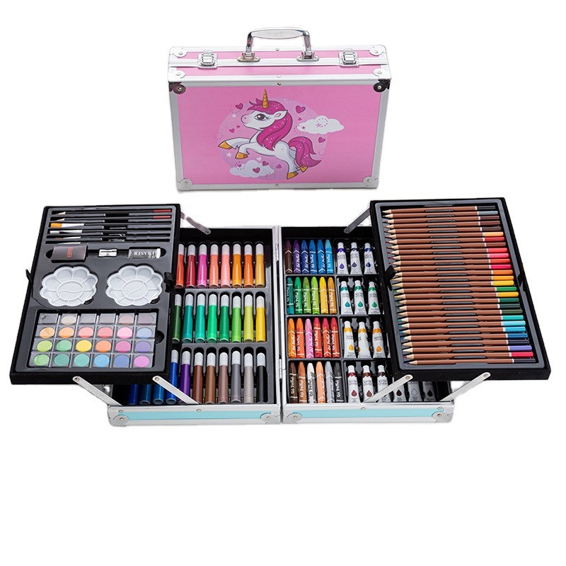Набор для рисования в чемодане детский художественный 144 предмета Цветные карандаши Фломастеры Краски в кейсе - фото 4 - id-p1530846107