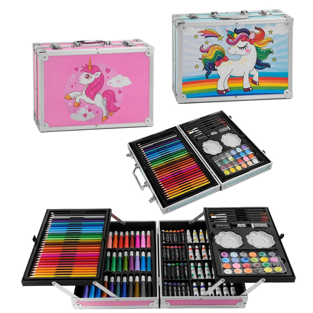 Набор для рисования в чемодане детский художественный 144 предмета Цветные карандаши Фломастеры Краски в кейсе - фото 10 - id-p1530846107