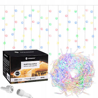 Гірлянда бахрома вулична (зовнішня) Springos 8 м 200 LED CL0203 Mix .