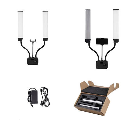 Подвійний світлодіодний лампа AL-45X double arms LED fill light з тримачем для телефону, фото 2