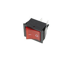 Кнопка KCD4 (250V, 15/30A), широка червона, 2 позиції, 4 контакти