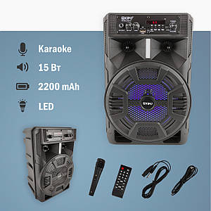 Портативна Bluetooth колонка Kipo KB-Q7 з радіо, караоке, флешкою портативна блютуз колонка