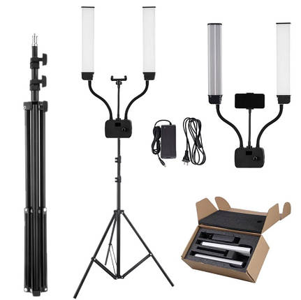 Подвійний світлодіодний лампа AL-45X double arms led fill light з тримачем для телефону, фото 2