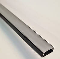 Алюминиевый профиль BIOM накладной LP-7В (7х16 мм) ЧЕРНЫЙ+ матовый рассеиватель для LED ленты