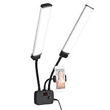 Подвійний світлодіодний лампа AL-45X double arms led fill light з тримачем для телефону, фото 2
