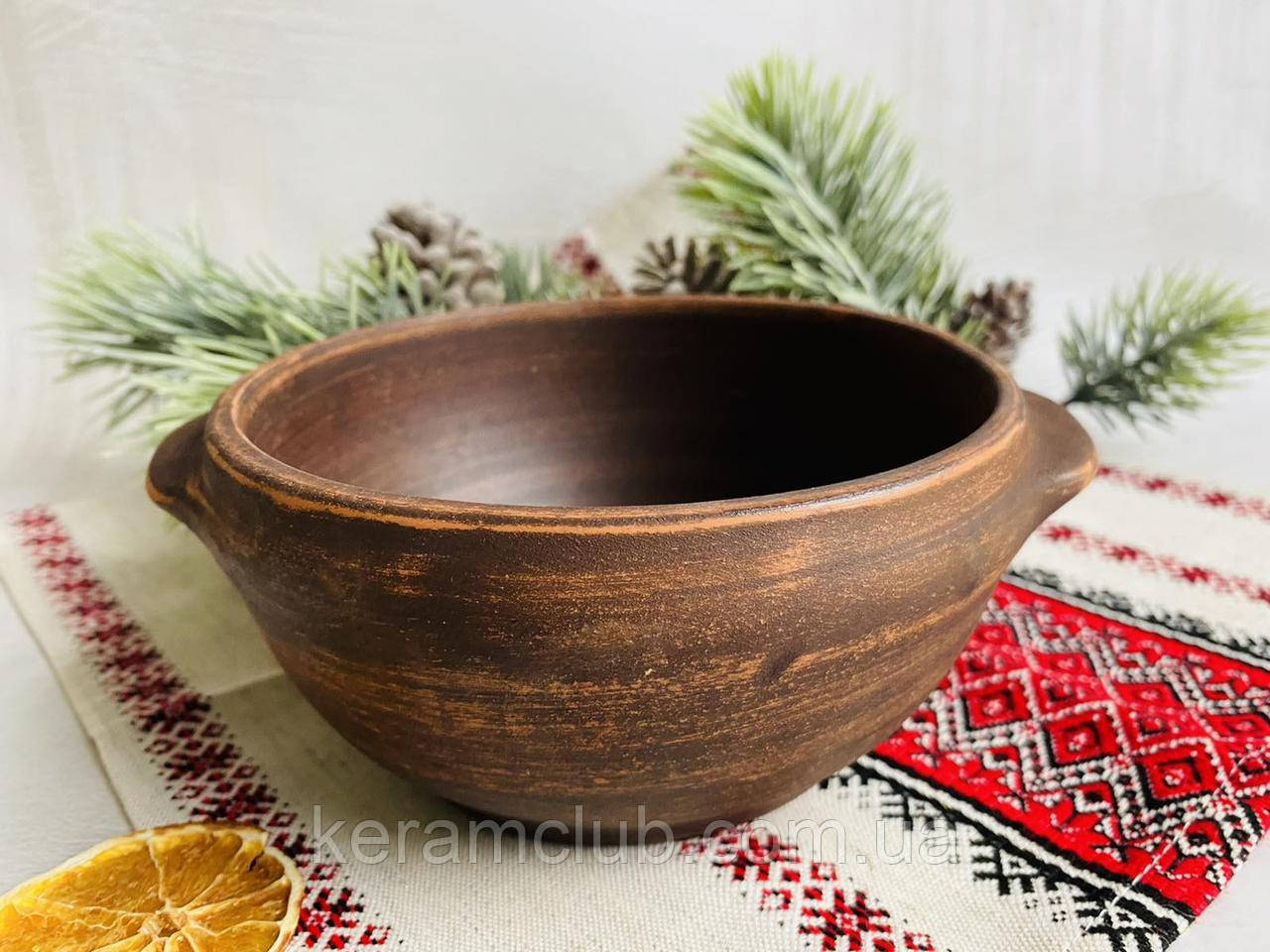 Бульйонниця глиняна V 600 мл із ручками