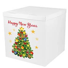 Оракал Happy New Year ялинка на коробку розміром 70*70см