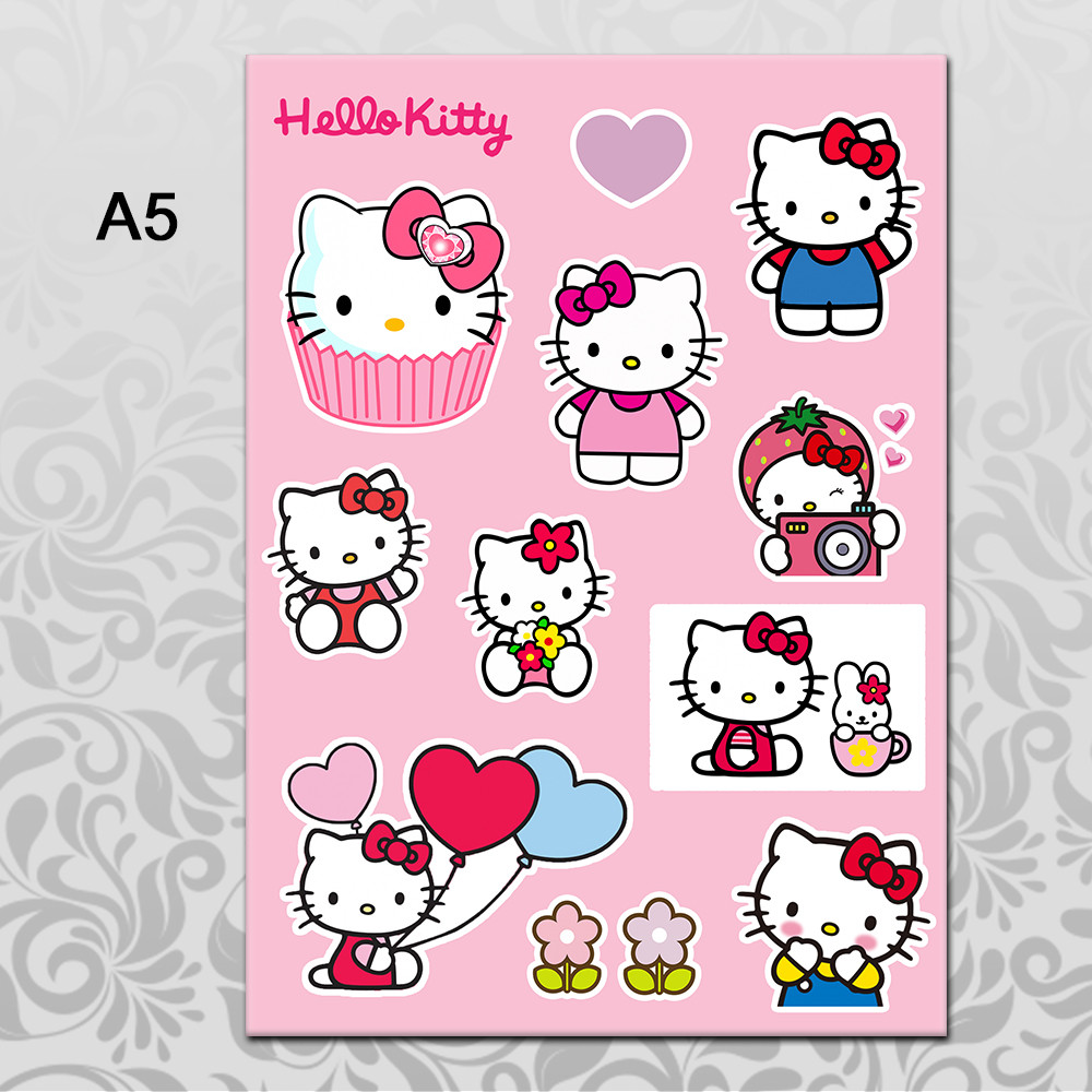 Стікери А5 Аніме Hello Kitty без порізки