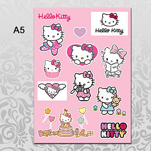 Стікери А5 Аніме Hello Kitty без порізки 002