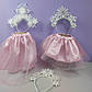 Костюм новорічний сніжинка 1-8 років спідниця рожева фатинова та обруч сніжинка 1 шт, фото 2