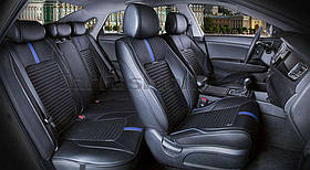 Повний комплект авточохлів CarFashion, модель SECTOR PLUS, чорний/синій