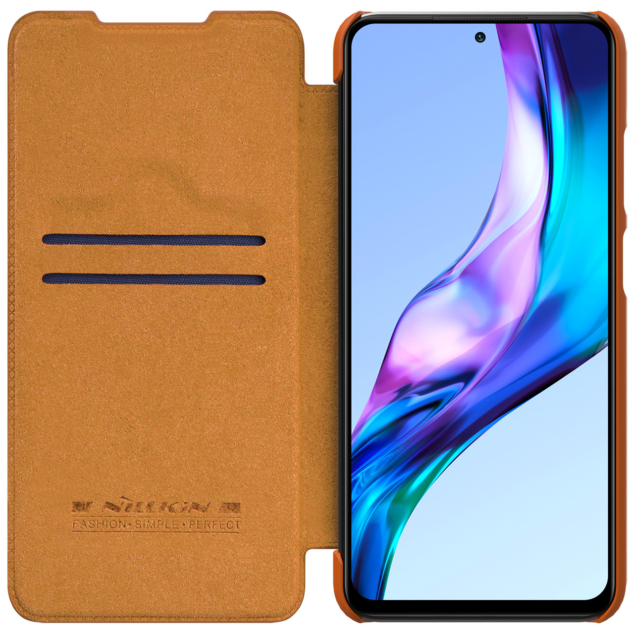 Захисний чохол-книжка Nillkin для Xiaomi Redmi 10 / Redmi 10 Prime Qin leather case Brown Коричневий
