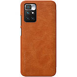Захисний чохол-книжка Nillkin для Xiaomi Redmi 10 / Redmi 10 Prime Qin leather case Brown Коричневий, фото 4