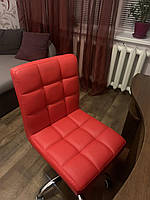 Стілець на квадратній чорній опорі з регулюванням висоти Augusto 4-BK-Base червоний 1007 шкірозамінник, фото 7